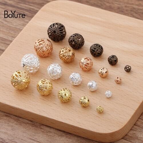 BoYuTe (400 Pieces/Lot) 4-6-8 MM Metal Brass Filigree Beads Hollow Ball Beads Diy Beads for Jewelry Making