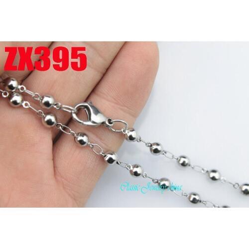 4.3mm Solid beads chain stainless steel necklace women man fashion chains ZX395
