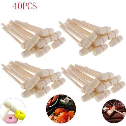 Seafood Wooden Mallet Smooth Wood Hammer for Seafood Party, Kids Pretend Toys, Leather Craft Jewelry Making Tools, 40 Pack
