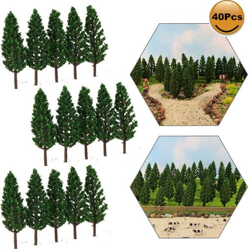 40pcs Model Pine Trees Green 1:100 N TT Scale Railway Layout 6cm Plastic S6823