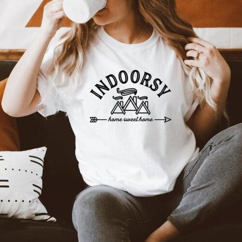 Indoorsy Home Sweet Home T-shirt Funny 90s Socially Distancing Tshirt Casual Women Introverted Homebody Graphic Tee Shirt Top