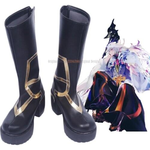 FGO Merlin Boots Cosplay Fate Grand Order Caster Merlin Cosplay Boots Shoes High Heel Custom Made