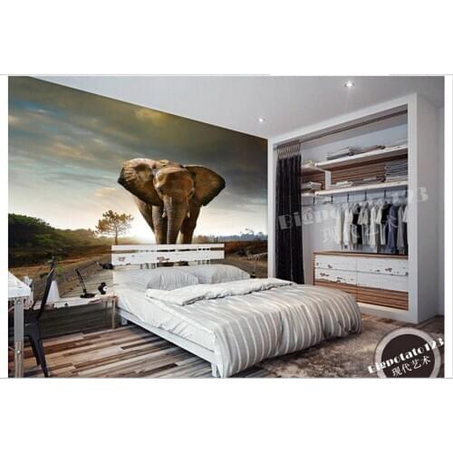 Custom photo wallpapers 3d murals wallpaper On the road like animal elephant TV setting wall papers for living room decoration