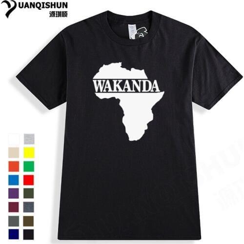 Black Panthers T Shirt Wakanda Africa Map Print T-Shirts Men Hipster Movie Funny Tees Top Quality 16 Colors Unisex Tshirt