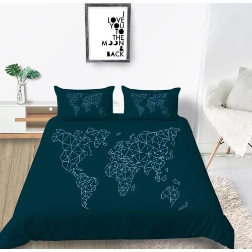 Geometric Bedding Set Creative Fashionable World Map Duvet Cover King Queen Twin Full Single Double Unique Design Bed Set
