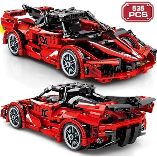 Technical 535pcs Famous Red Super Sport Car Bricks Expert Racing Vehicle Building Blocks Constructor Model Toys Gifts for Boys
