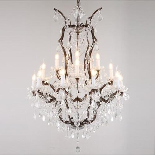 Loft Retro Vintage Big Crystal Chandeliers Lustre Modern Hanging Lamp E14 LED 110V 220V Lighting For Kitchen Living Room Bedroom