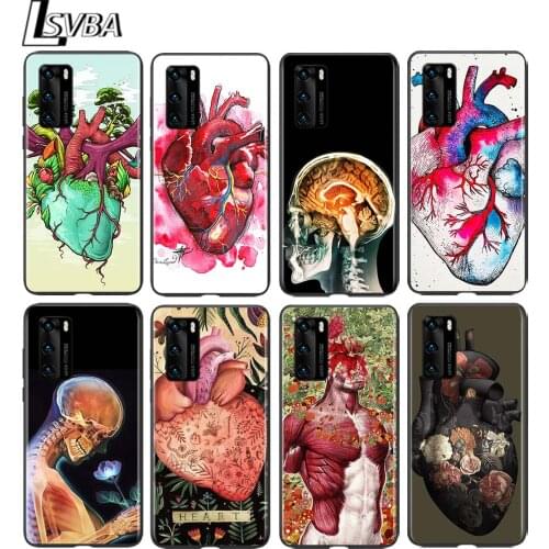 Medical Human Organs Brain for Huawei P50 P40 P30 P20 P10 Pro Lite E Plus 4G 5G P9 P8 Lite P Smart Z S Soft Black Phone Case