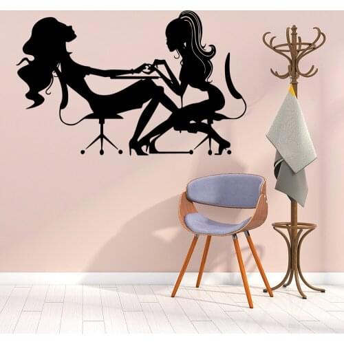 Cute girls Nail Salon Vinyl Decals Wall Stickers For Salon Rooms Poster Wallpaper Decor Girl Room Vinyl Wall Art Decal