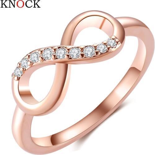 KNOCK Design hot sale Fashion Alloy Crystal Rings Gold Color Infinity Ring Statement jewelry Wholesale for women Jewelry