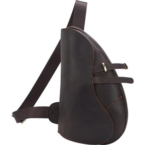 Mens Big Capacity Chest Sling Bag Travel Hiking Backpack CrossBody Messenger Bags Male Top Real Cow Leather Bag Casual Daypack