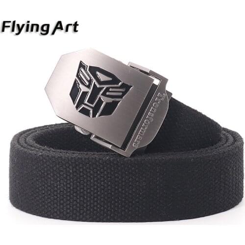 Transformers Thickened Cotton Canvas luxury Metal buckle jeans belt Military Army tactical Mens Cotton Woven Watch Belt