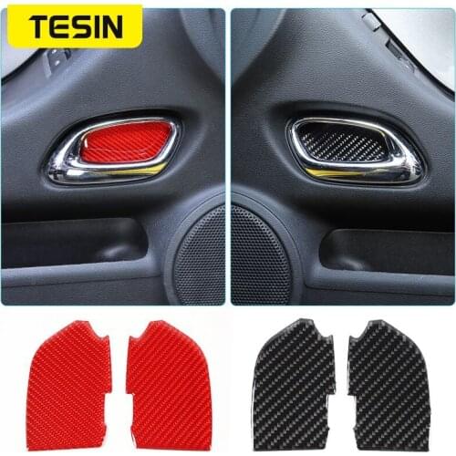 TESIN Soft Carbon Fiber Car Interior Door Handle Decoration Slot Pad Accessories for Chevrolet Camaro 2012-2015 Car Styling