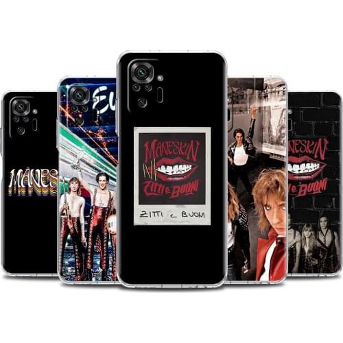 Soft Clear Case For Xiaomi Redmi Note 10 9 8 Pro 9S 10S 8T 9A 9C K40 7 9T 8A Shockproof Silicone Phone Cover Rock Music Maneskin