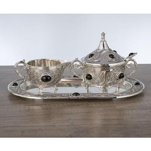 Zinc alloy coffee milk tea cup set European creative coffee cup sugar cup 3-piece set