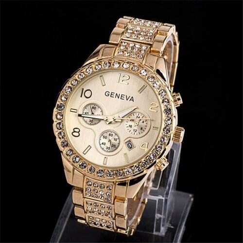 Wholesale Women Watch Fashion Luxury Crystal Quartz Wrist Watches Stainless Steel Strap