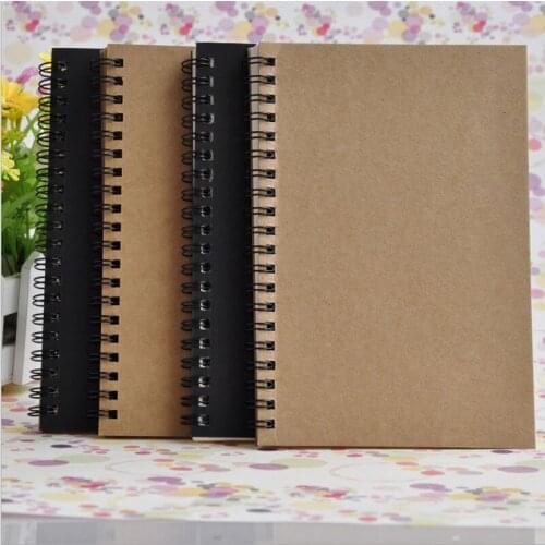 Creative Simple Kraft Paper Material Double Coil Ring Spiral Notebook Sketchbook Diary For Drawing Painting Paper Notepad