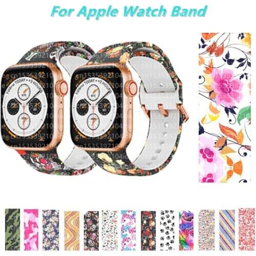 Color For Apple Watch band 44mm 40mm floral print bracelet soft for Apple watch 6 5 4 3 2 1 SE for iWatch band 42mm 38mm Strap