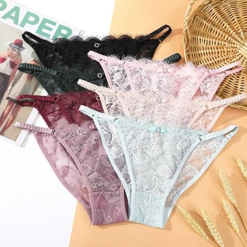 Sexy Lace String Transparent Underwear Women Temptation Hollow Out Panties Thong Sex Low Waist Seamless Briefs Lingerie