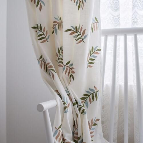 Modern Simple Curtains High-end Imitation Cotton Linen Curtains for Living Room Bedroom Embroidered Curtains Classical Curtain