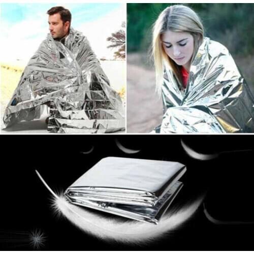 Portable Outdoor Emergency Thermal Blanket Survival Double Sided Thermal Blanket Camp Supply Sunscreen Blanket 210x130cm