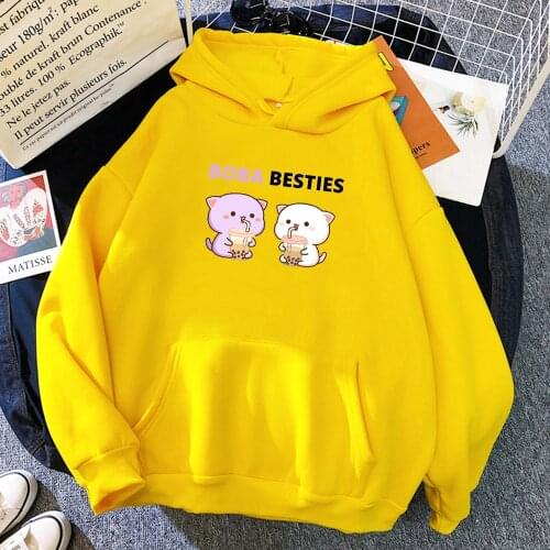 Boba Besties Hoodies Sweatshirt Plus Size Fleece Hoodie Harajuku Pullovers Hoodied Cartoon Hoody Kawaii Women Clothes