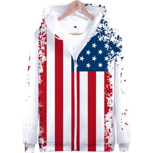 American Flag Zipper Hoodies Sweatshirt Harajuku Men/women Oversized Autumn Winter Boys Girls Hoodie Pullover Jacket Tops