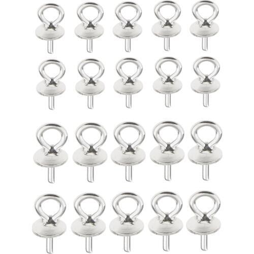 20 Pieces Sterling Silver 925 Pendant Clasp Pearl Bail Eye Pins Jewellery Findings Connector 4mm And 5mm