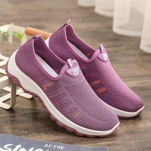 Women Footwear 2021 Women Breathable Casual Shoes Running Women Shoes Comfortable Non-slip Front Lacing Mesh Cloth Flat Shoes