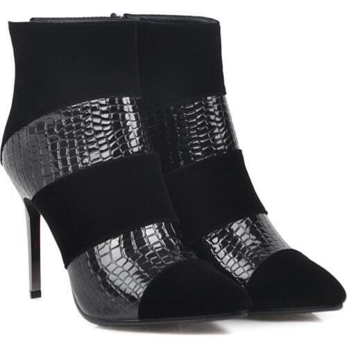 Winter Suede Short Boots High-Quality Matte Stone Pattern Womens Boots To Keep Warm And Thick Fur With Patent Leather Zipper