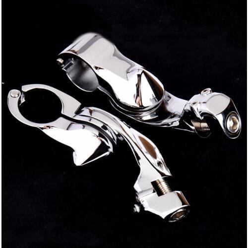 1 1/4" Stainless Chrome Short Angled Adjustable Highway Pegs Mount Kit For Harley Touring Dyna Sporster Models