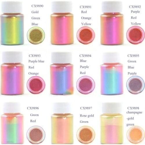 10g Fine Chameleon Mirror PIGMENT 10-60um Nail Glitter 25Color Gradient HighLight Pigment DIY Colorful Manicure Nail Glitter CX