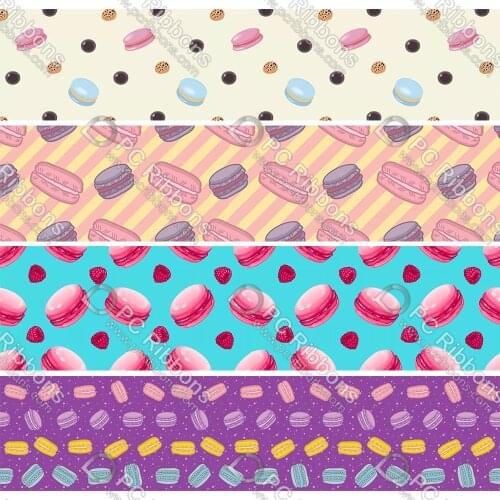 16-75MM Cartoon Macaron Printed Grosgrain&Satin&16MM Foe Ribbon DIY Handmade Materials Wedding Gift Wrap Tape 50yards