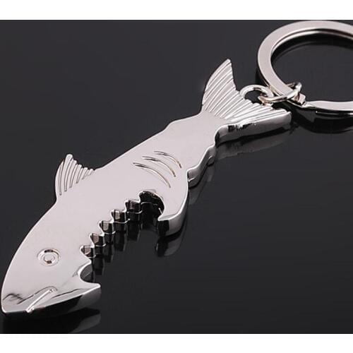 2 in 1 Creative Shark Shape Keychain Beer Opener Keyring Can Bottle Opener Kitchen Accessories LX7553