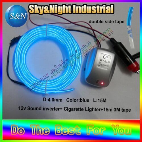 2017 special design for car decoration Ten colors neon light-D type-10m+12v sound control inverter+3M tape with Free shipping