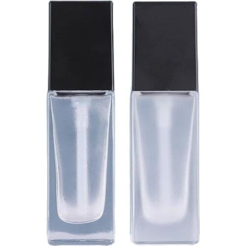 30ml square shape frosted glass bottle black pump for serum/lotion/emulsion/foundation complex recovery cosmetic packing