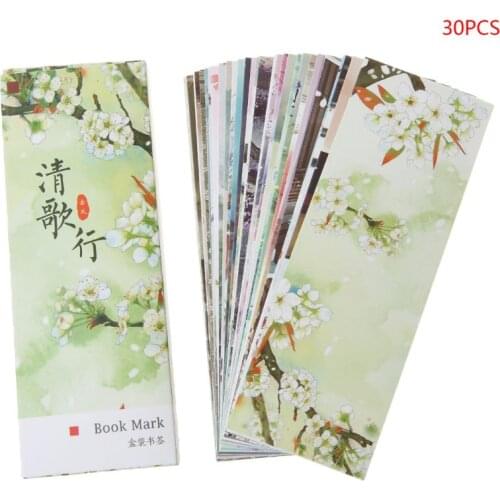 30pcs Creative Chinese Style Paper Bookmarks Painting Cards Retro Beautiful Boxed Bookmark Commemorative Gifts