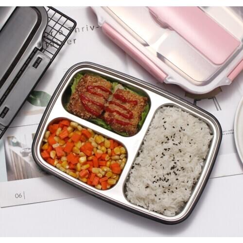 304 Stainless Steel Container Bento Plate Separated Young STUDENTS for Children Heat Resistant Meal Prep