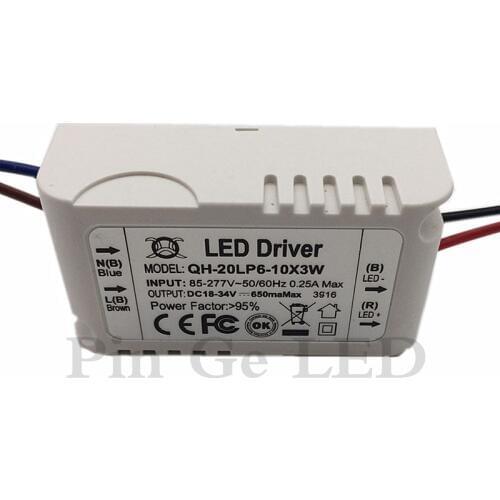 5 Pieces Isolation 20W AC85-277V LED Driver 6-10x3W 600mA DC18-34V LEDPower Supply Constant Current Ceiling Lamp