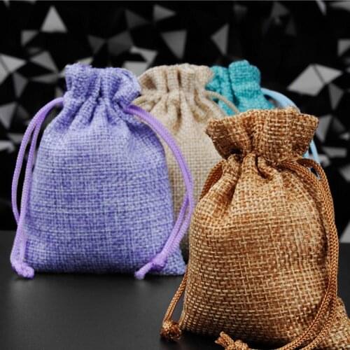 50Pcs Portable Linen Drawstring Sackcloth Bag Gift Candy Tea Bag Party Jewelry Storage Pouch Environmental Protection Sack Bag
