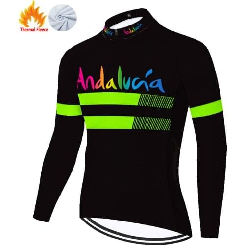 Andalucia Winter Thermal Fleece Cycling 2021 Velo Cyclisme Homme Camiseta Jersey Hombre Maillot Ciclismo Ciclismo Masculino