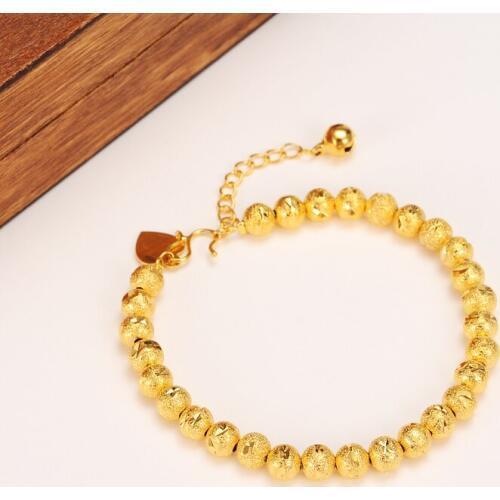 Bangrui 17cm + 4cm Round Beads Bracelet Gold Color Trendy Ball Bangle For Women Fashion Arab/Africa/Ethiopian Gift