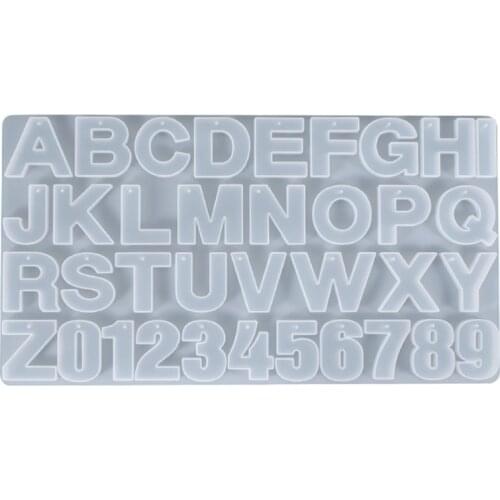26 English Alphabet Keychain Epoxy Resin Mold Punch-Free Numbers Letter Jewelry Pendant Silicone Mould DIY Crafts Casting Tools