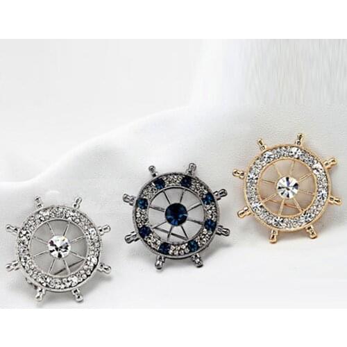 1pc new unisex Mens Brooch Naval Shui Rudder Retro Collar Pin Badge Jewelry Trendy Fashion Individuality Gentleman