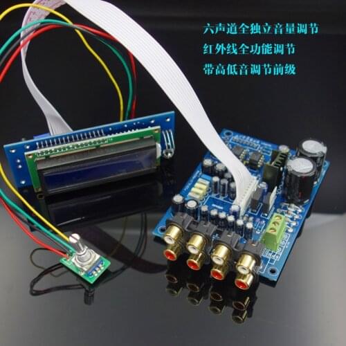 NE5532 JRC4556 F10 M62446 6-Channel Full Remote Digital PreAmplifier Board Kit Power Amplifier Board