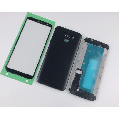 For Samsung Galaxy J6 2018 J600 J600F J600DS J600G Housing Front Frame+Battery Back Cover+LCD Touch Screen Panel Glass