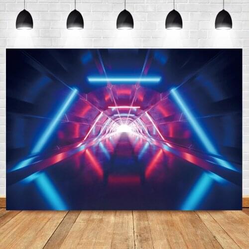 Fantasy Stage Color Halo Neon Light Path Photography Background Familly Party Shoot Photo Backdrop Photocall For Photo Studio