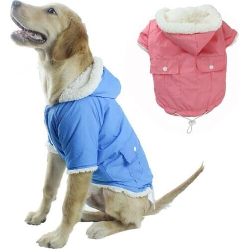 Dog Cotton Coat Plus Velvet Winter Warm Pet Dogs Clothes Thicken Red Blue Apparel For Small Medium Dog Chihuahua Teddy