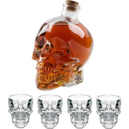 Crystal Glass Skull Head Shot Transparent Champagne Cocktails Beer Coffee Wine Bottle Cups Set Drinking Containers