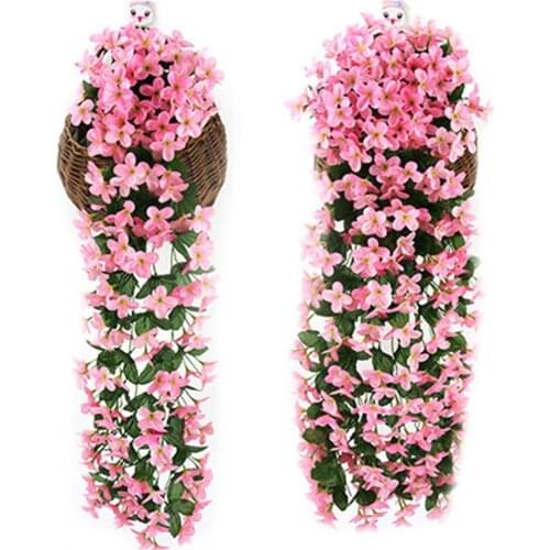 2Pcs Artificial Flower Rattan Faux Plants Wedding Home Wall Hanging Decoration